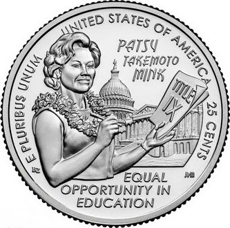 Монета США 25 центов 2024 Женщины Америки №12 Пэтси Такемото Минк
