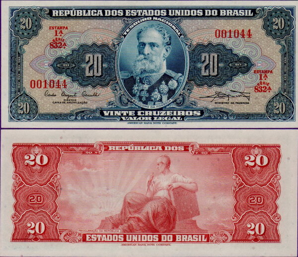 Банкнота Бразилии 20 крузейро 1961