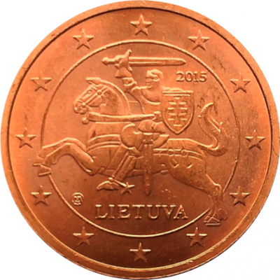 Монета Литвы 2 евроцента 2015 год