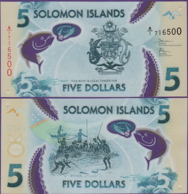 Банкнота Соломоновы Острова 5 долларов 2019 год полимер