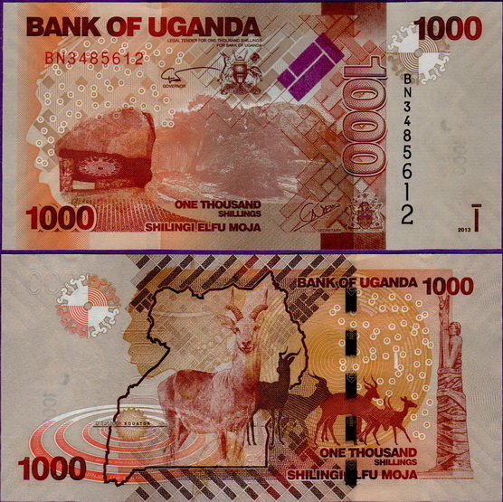 Банкнота Уганды 1000 шиллингов 2013 год