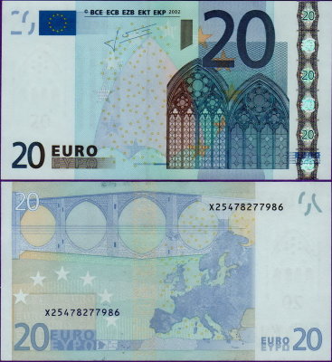 Банкнота Германии 20 евро серия 2002 г