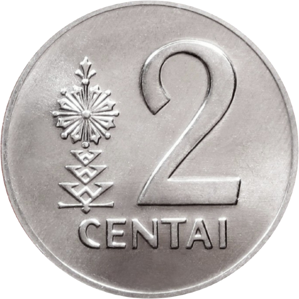 Монета Литвы 2 цента 1991 г