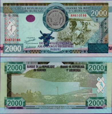 Банкнота Бурунди 2000 франков 2008 год