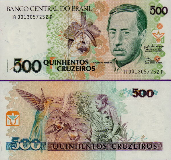 Бразилия 500 крузейро 1990