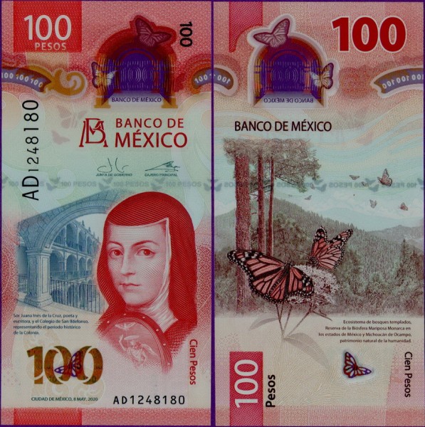 Банкнота Мексики 100 песо 2020 года