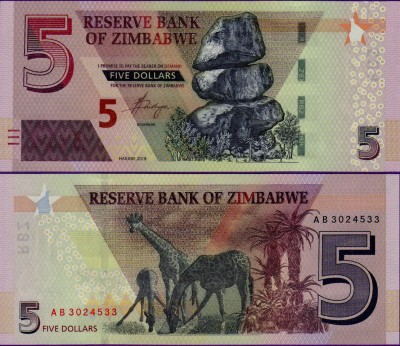Банкнота Зимбабве 5 долларов 2019 год