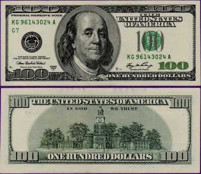 Банкнота США 100 долларов серия 2006 год