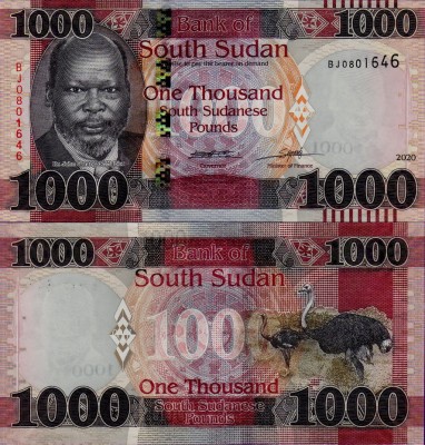 Банкнота Южного Судана 1000 фунтов 2020