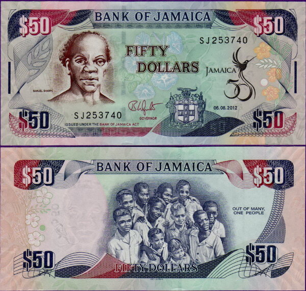 Банкнота Ямайки 50 долларов 2012 г
