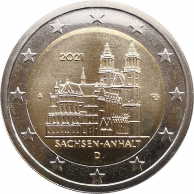 Монета Германии 2 евро Саксония-Анхальт 2021 год