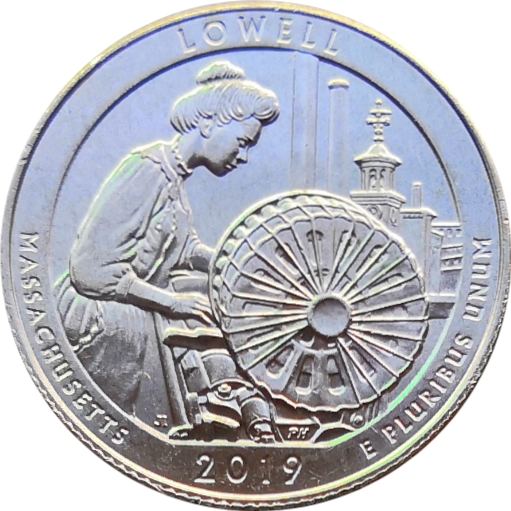 Монета США 25 центов 2019 46-й парк Массачусетс Парк Лоуэлл