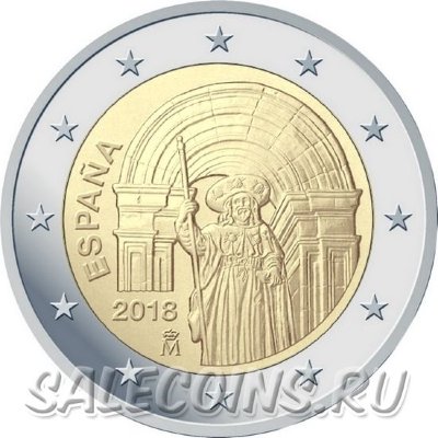 Монета Испании 2 евро 2018 год Исторический центр Сантьяго-де-Компостела