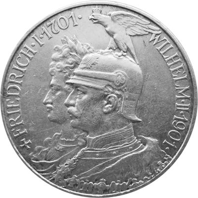 Монета Германии Пруссия 5 марок 200 лет династии 1901
