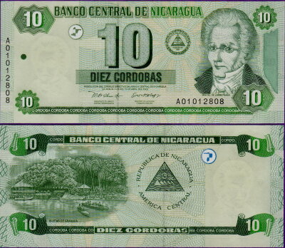 Банкнота Никарагуа 10 кордоба 2002 г