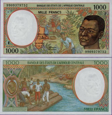 Банкнота ЦАР 1000 франков 1999 г