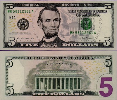 Банкнота США 5 долларов 2013 Техас K 