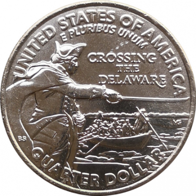 Монета США 25 центов Переправа Генерала Вашингтона через Делавэр 2021 год 