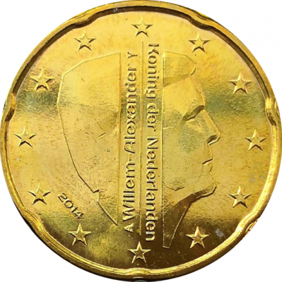 Монета Нидерландов 20 евроцентов 2014 год