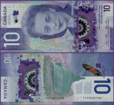 Банкнота Канады 10 долларов 2018 года полимер