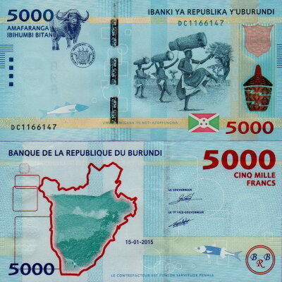 Банкнота Бурунди 5000 франков 2015 год