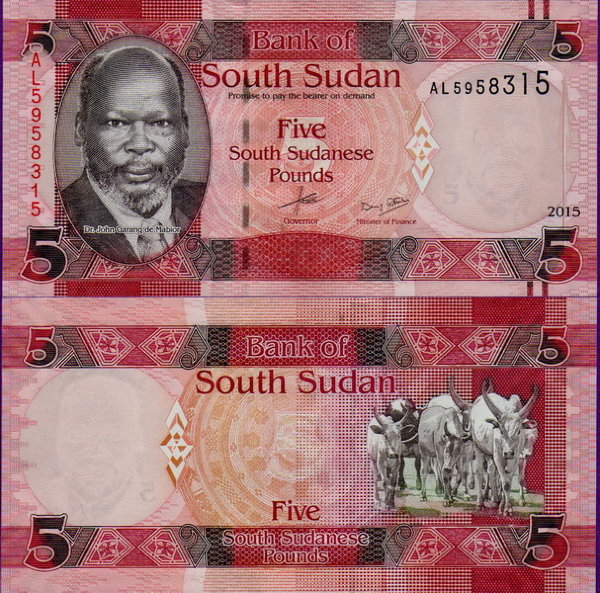 Банкнота Южного Судана 5 фунтов 2015 год
