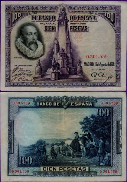 Банкнота Испании 100 песет 1928 год