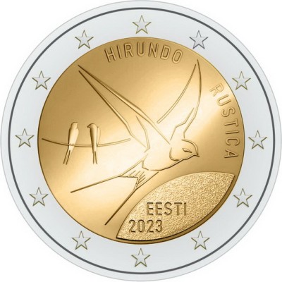 Монета Эстонии 2 евро 2023 Ласточка