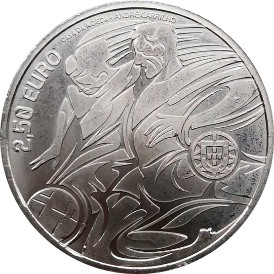 Монета Португалии 2,5 евро 2020 год Чемпионат Европы по футболу