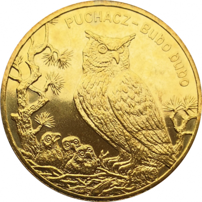 Монета Польши 2 злотых Филин 2005 год