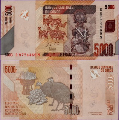 Банкнота ДР Конго 5000 франков 2020 год