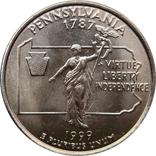 Монета США 25 центов 1999 год 2-й штат Пенсильвания