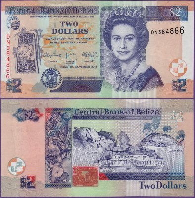 Банкнота Белиз 2 доллара 2011 г