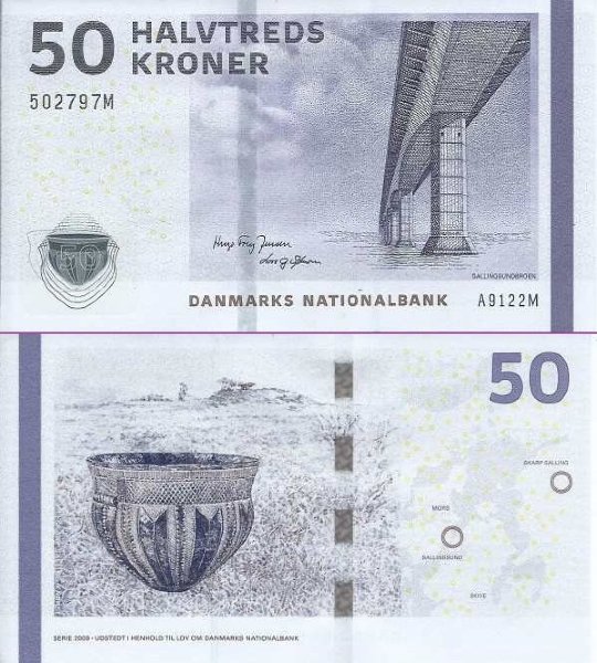 Банкнота Дании 50 крон 2009 г
