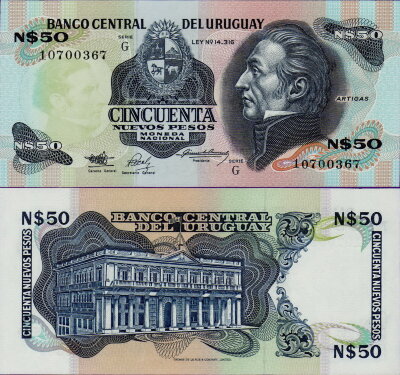 Банкнота Уругвая 50 песо 1989 год