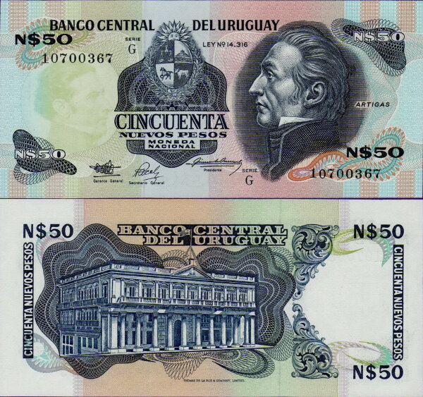 Банкнота Уругвая 50 песо 1989 год