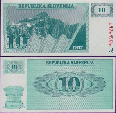 Банкнота Словении 10 толаров 1990
