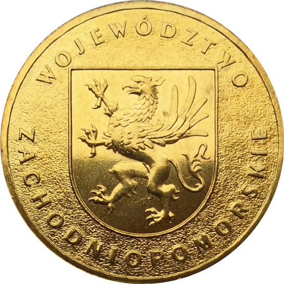 Монета Польши 2 злотых Западно-Поморское воеводство 2005 год
