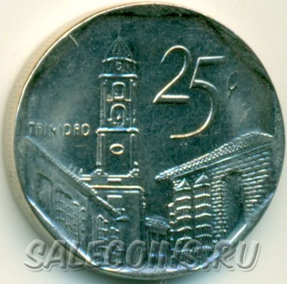 Монета Кубы 25 сентаво 2008 год