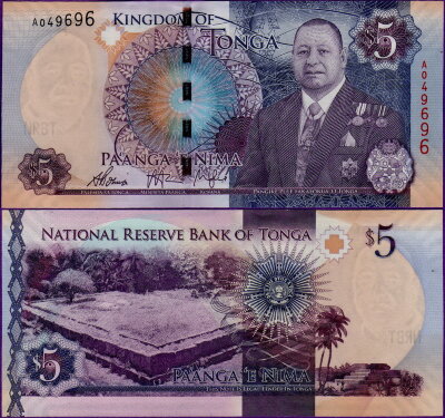 Банкнота Тонга 5 паанг 2015 год