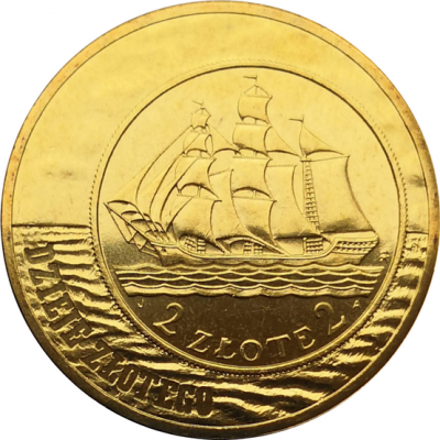 Монета Польши 2 злотых Парусник 1936 2005 год