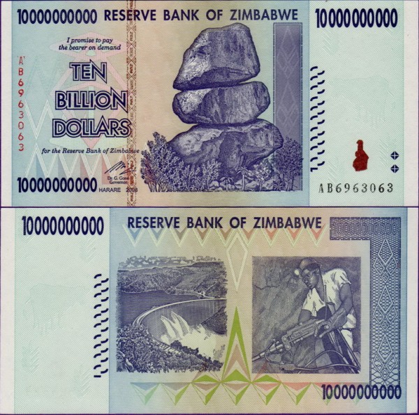 Банкнота Зимбабве 10 миллиардов 2008 год