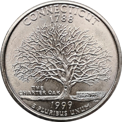 Монета США 25 центов 1999 год 5-й штат Коннектикут