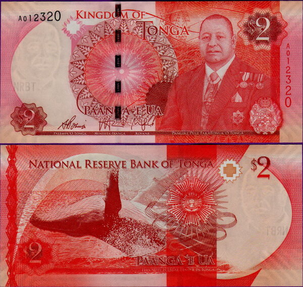 Банкнота Тонга 2 паанга 2015 год