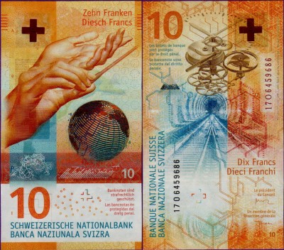 Банкнота Швейцарии 10 франков 2017