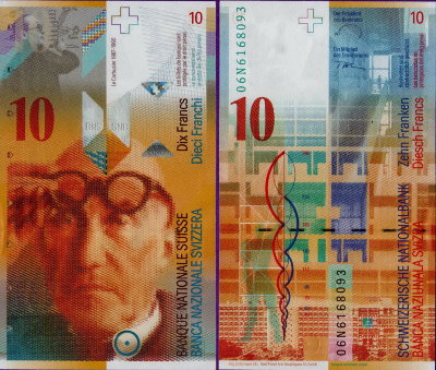 Банкнота Швейцарии 10 франков 2010 год