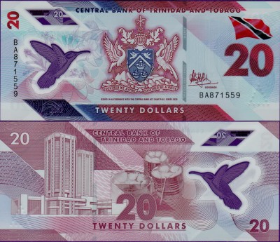 Банкнота Тринидад и Тобаго 20 долларов 2020 (2021) полимер