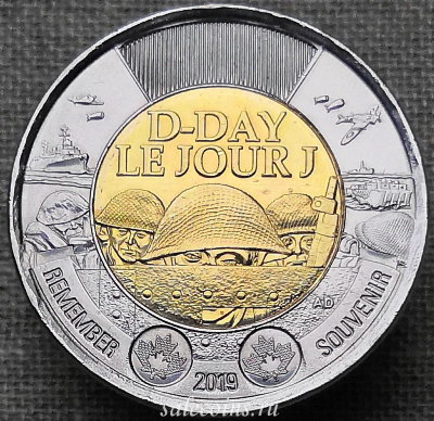 Монета Канады 2 доллара 75-летие высадки союзников в Нормандии D-Day