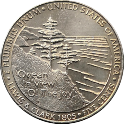 Монета США 5 центов Вид на океан