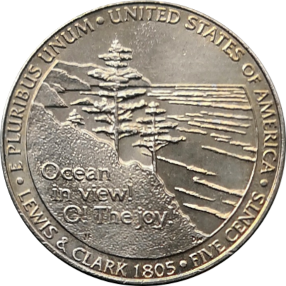 Монета США 5 центов Вид на океан